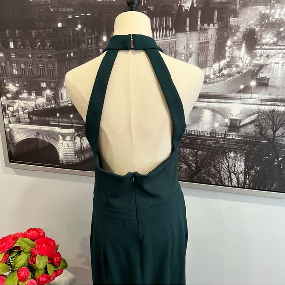 Xscape Sleeveless Halter Neck Crepe Wrap Gown In Pine Green NWT - Reemoly - Picture 10 of 11